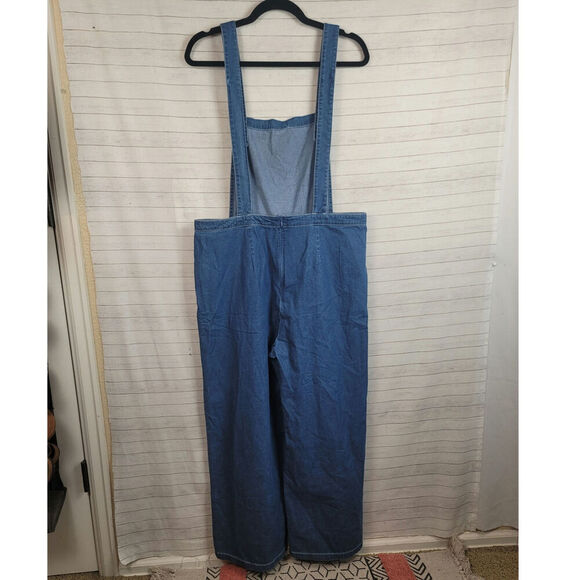 American Apparel Blue Denim Wide Leg Overalls,  sz XL - Picture 8 of 16